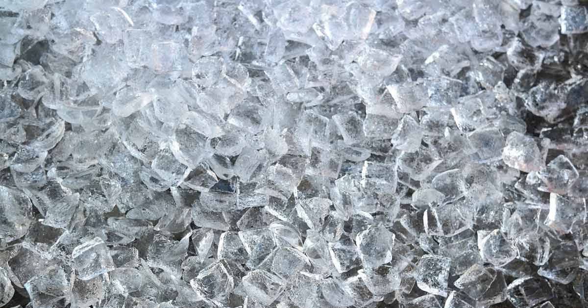 Photo of ice cubes and ice chips.